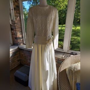 Vintage Loralie Stunning Sequin Drop Waist Gown larger size Rare Find!